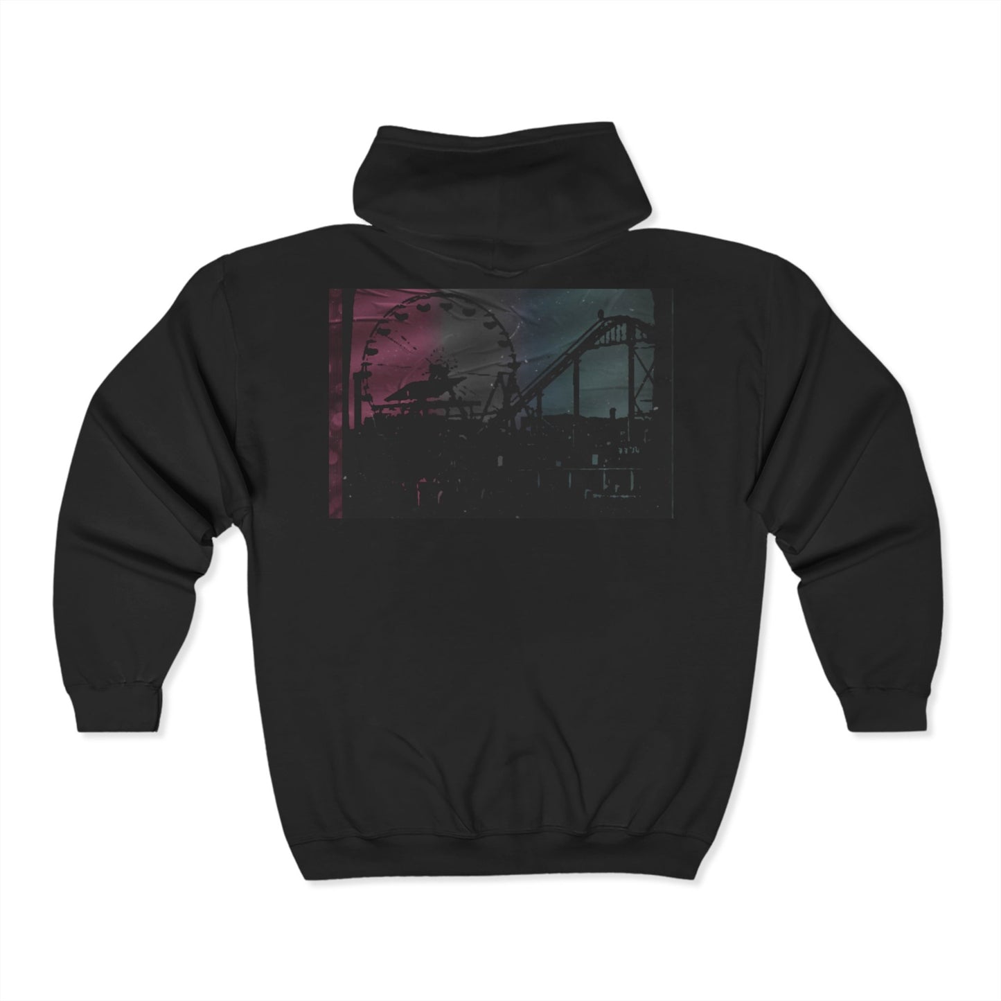 Vibrant Graphic Zip-Up Hoodie for Cool Nights Image is on back of Hoodie