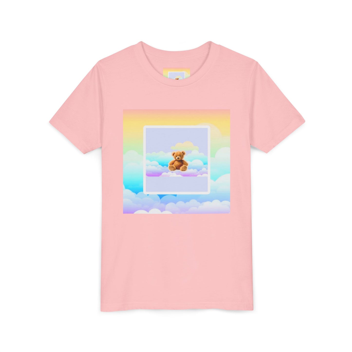 Cute Cloud Teddy Bear Youth Tee, Kids Summer Shirt, Pastel Graphic Tee, Birthday Gift, Adorable Kids Apparel, Soft Cotton