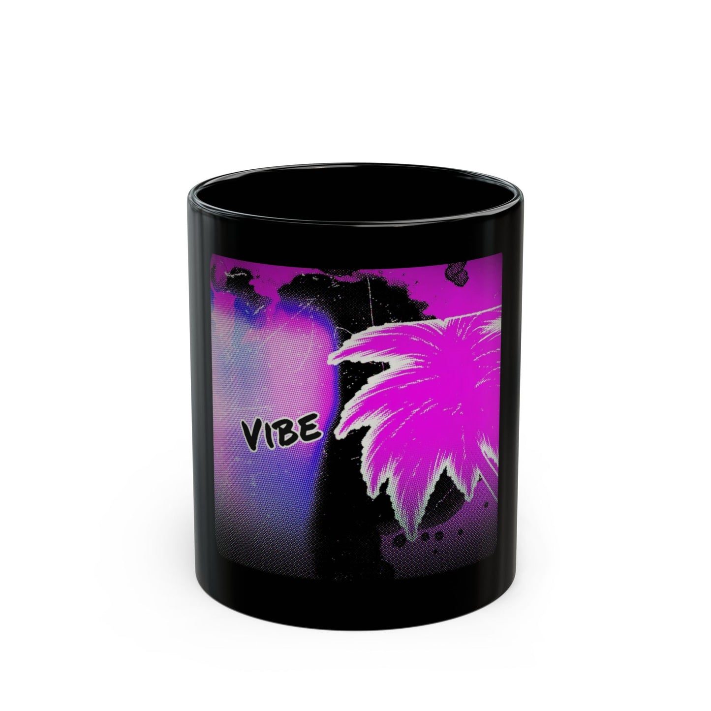 Vibrant Vibe Coffee Mug | Black Mug, Gift for Her, Coffee Lover, Artistic Mug, Home Decor, Unique Present, Summer Vibes