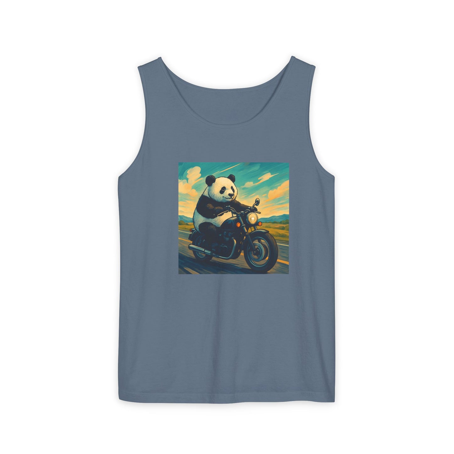 Panda Motorcycle  Tank Top, Summer Style, Gift for Animal Lovers, Trendy Casual Wear, Beach Days, Eco-Friendly Fashion