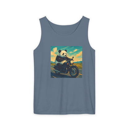 Panda Motorcycle  Tank Top, Summer Style, Gift for Animal Lovers, Trendy Casual Wear, Beach Days, Eco-Friendly Fashion