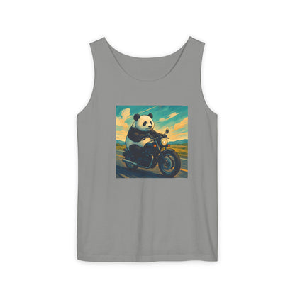 Panda Motorcycle  Tank Top, Summer Style, Gift for Animal Lovers, Trendy Casual Wear, Beach Days, Eco-Friendly Fashion