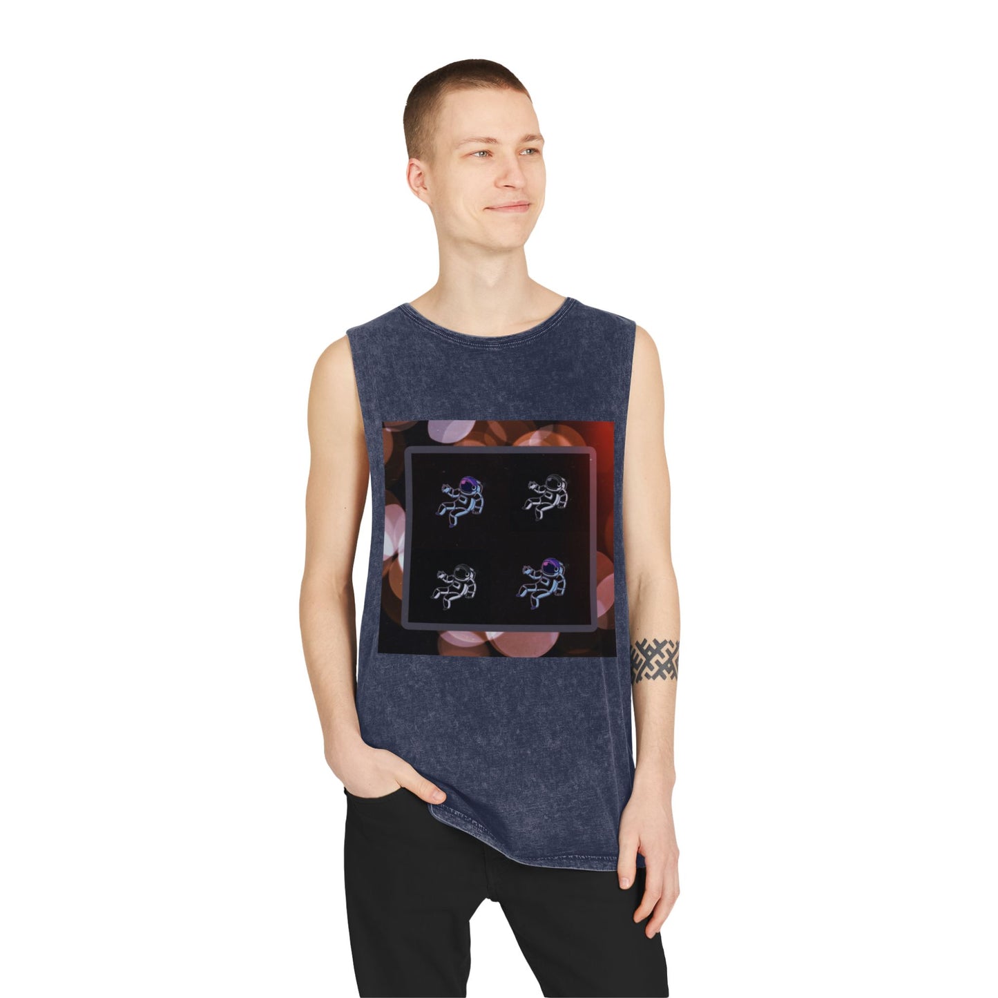 Stonewash Tank Top with Space Exploration Design