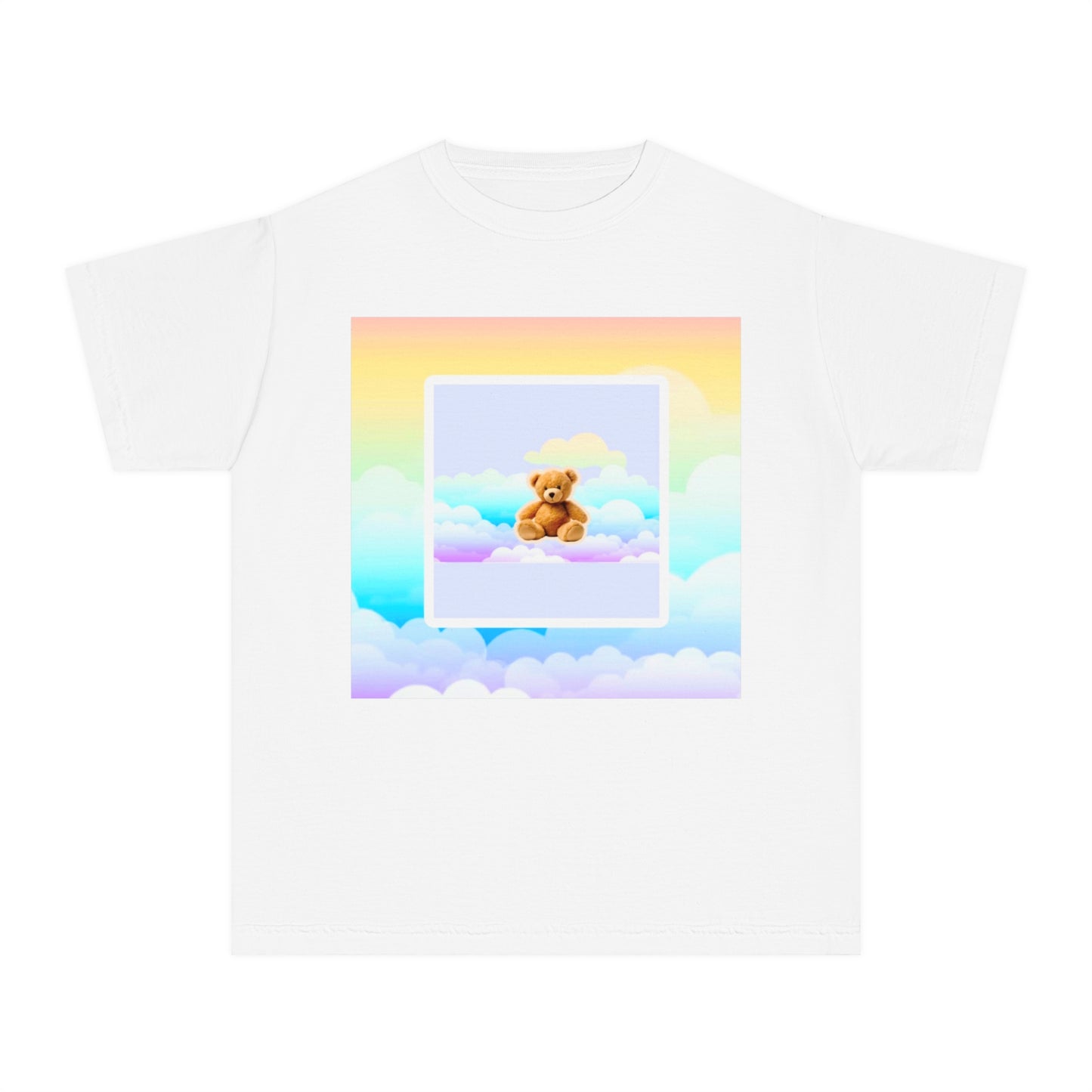 Cute Teddy Bear Youth Midweight Tee, Kids T-Shirt, Summer Style, Birthday Gift, Graphic Tee, Fun Casual Wear, Cloud Design