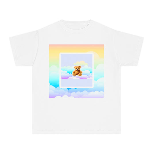 Cute Teddy Bear Youth Midweight Tee, Kids T-Shirt, Summer Style, Birthday Gift, Graphic Tee, Fun Casual Wear, Cloud Design