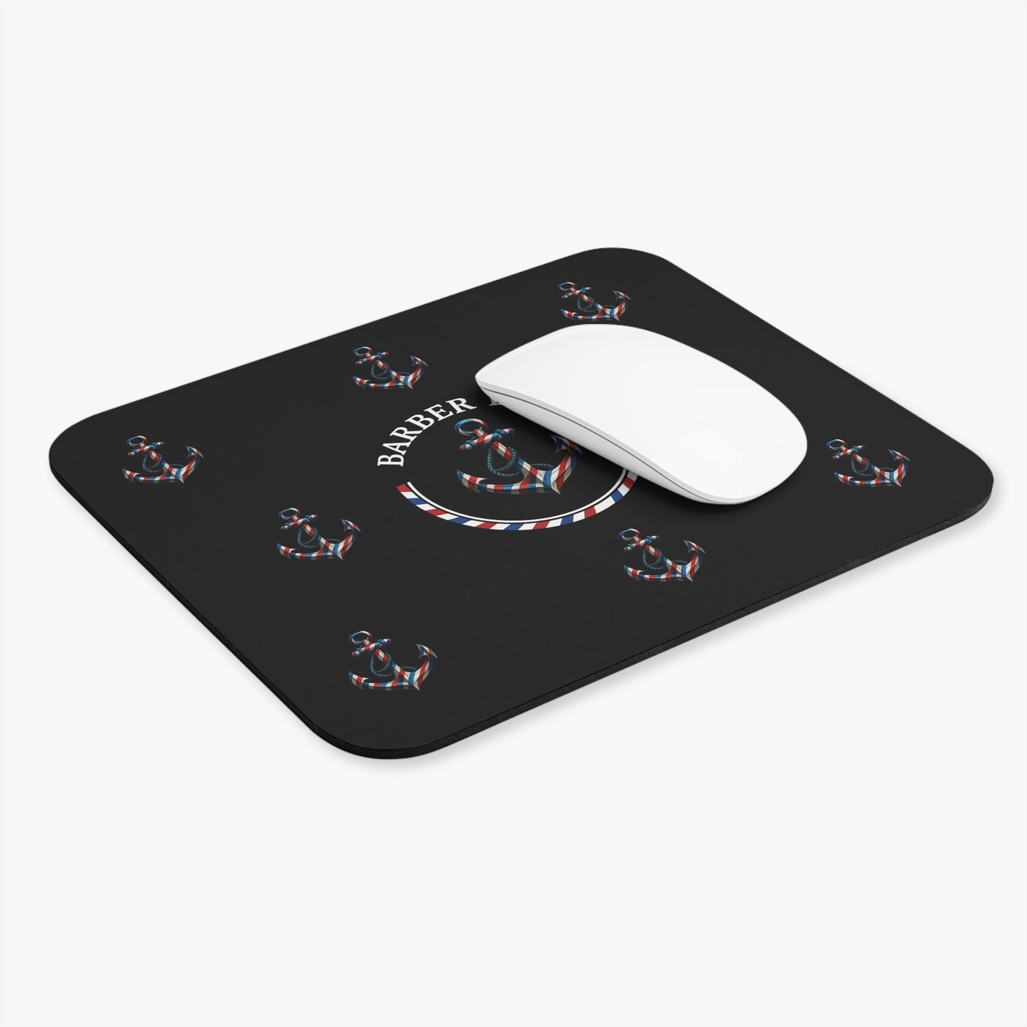 Barber Life Rectangle Mouse Pad - Nautical Anchor Design