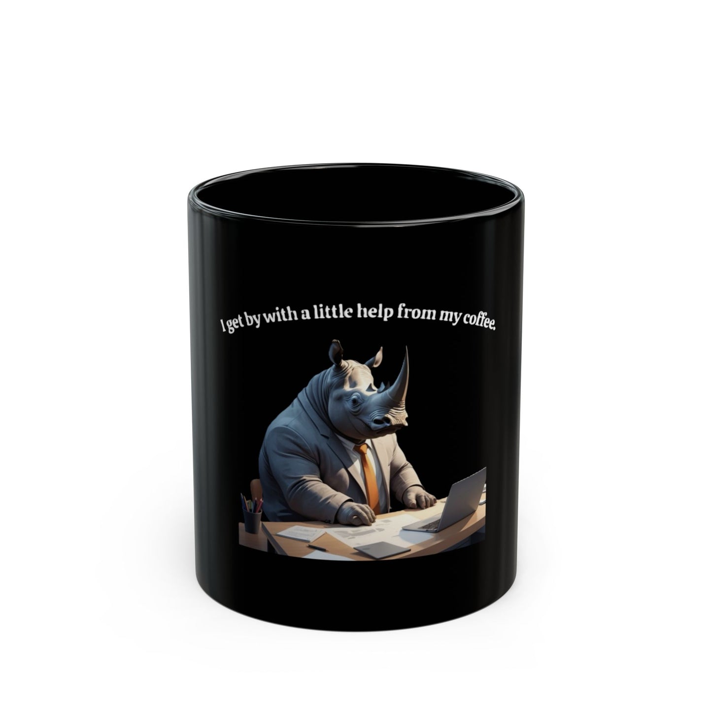 Coffee Lover's Rhino Mug, Funny Animal Coffee Cup, Gift for Colleagues