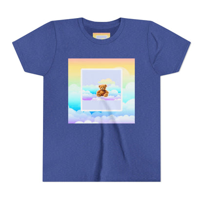 Cute Cloud Teddy Bear Youth Tee, Kids Summer Shirt, Pastel Graphic Tee, Birthday Gift, Adorable Kids Apparel, Soft Cotton