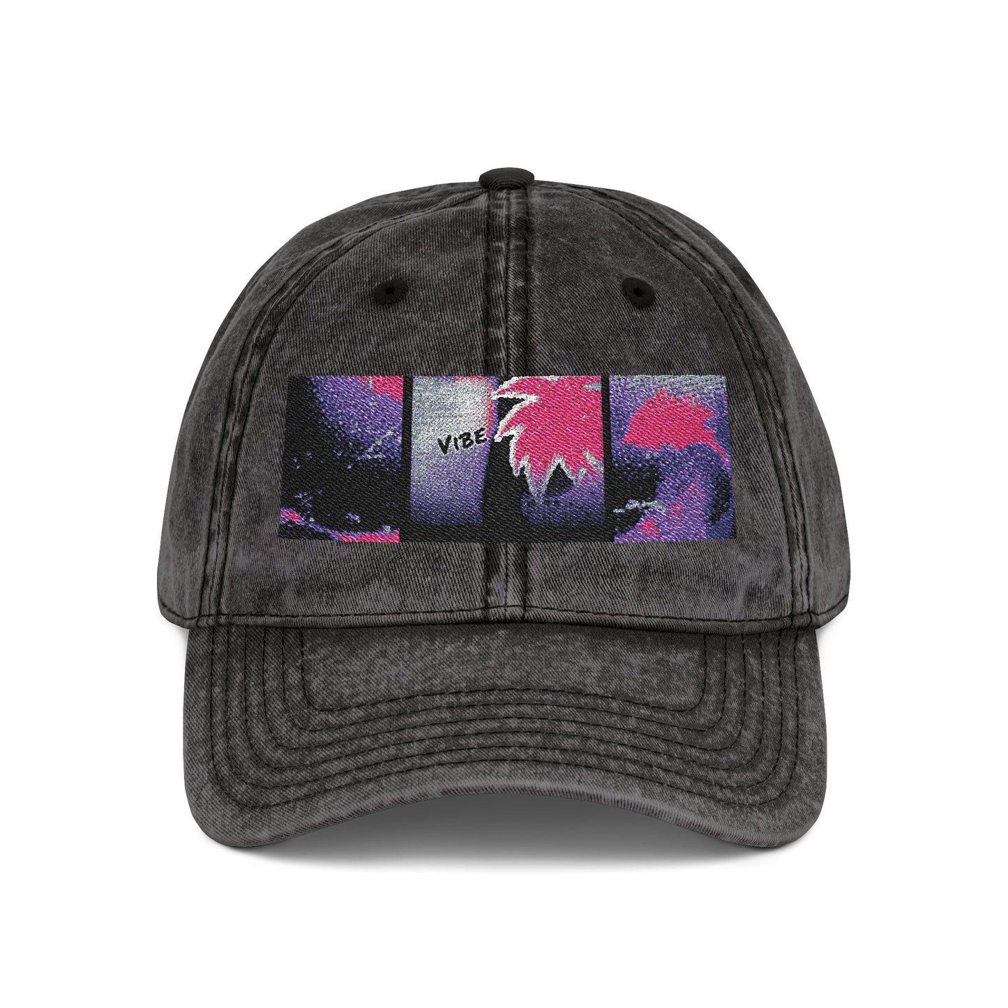 Vintage Embroidered Cap with 'VIBE' Design