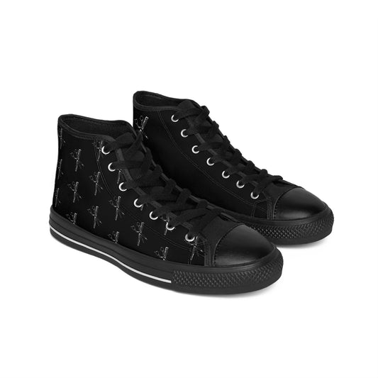 Stylish High-Top Sneakers for Everyday Comfort, Black Graphic Design