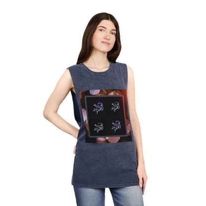 Stonewash Tank Top with Space Exploration Design