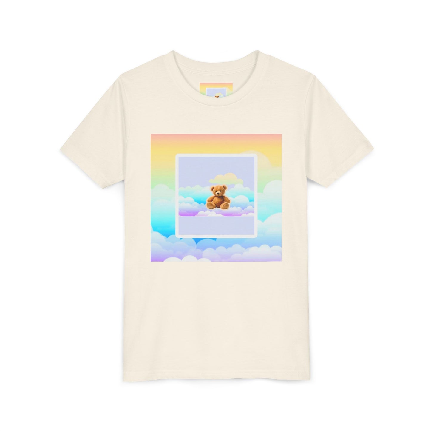 Cute Cloud Teddy Bear Youth Tee, Kids Summer Shirt, Pastel Graphic Tee, Birthday Gift, Adorable Kids Apparel, Soft Cotton