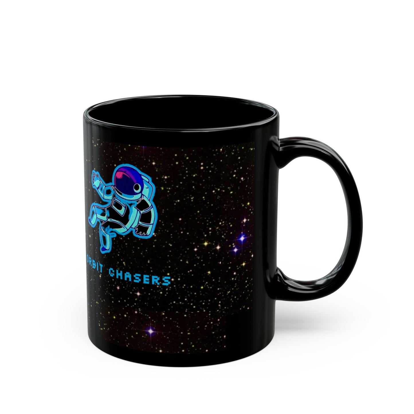 Cosmic Astronaut Mug | Space Lover Gift | Orbit Chasers Coffee Cup | Unique Black Mug for Astronomy Enthusiasts, Birthday, Housewarming