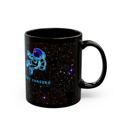 Cosmic Astronaut Mug | Space Lover Gift | Orbit Chasers Coffee Cup | Unique Black Mug for Astronomy Enthusiasts, Birthday, Housewarming