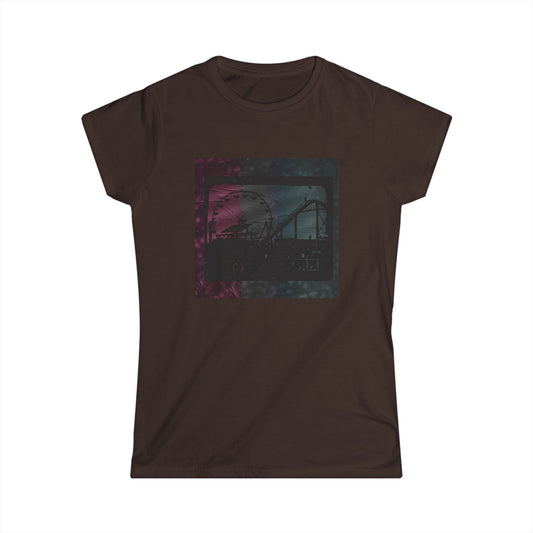 Women's Graphic Tee with Rollercoaster Design