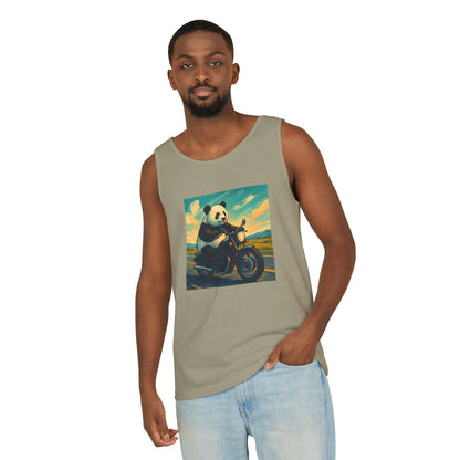 Panda Motorcycle  Tank Top, Summer Style, Gift for Animal Lovers, Trendy Casual Wear, Beach Days, Eco-Friendly Fashion