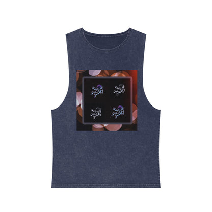 Stonewash Tank Top with Space Exploration Design
