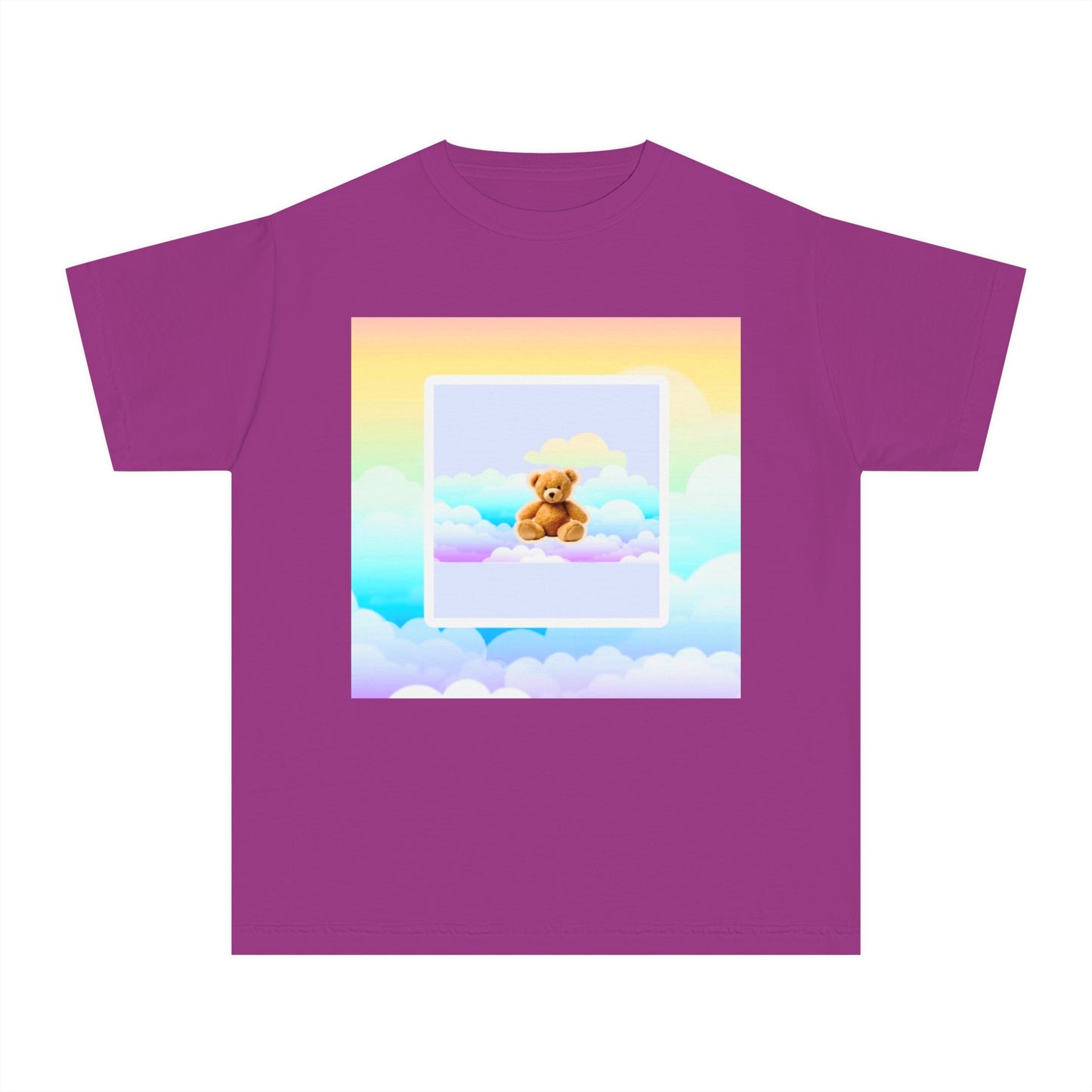 Cute Teddy Bear Youth Midweight Tee, Kids T-Shirt, Summer Style, Birthday Gift, Graphic Tee, Fun Casual Wear, Cloud Design