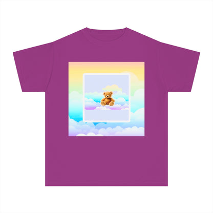 Cute Teddy Bear Youth Midweight Tee, Kids T-Shirt, Summer Style, Birthday Gift, Graphic Tee, Fun Casual Wear, Cloud Design