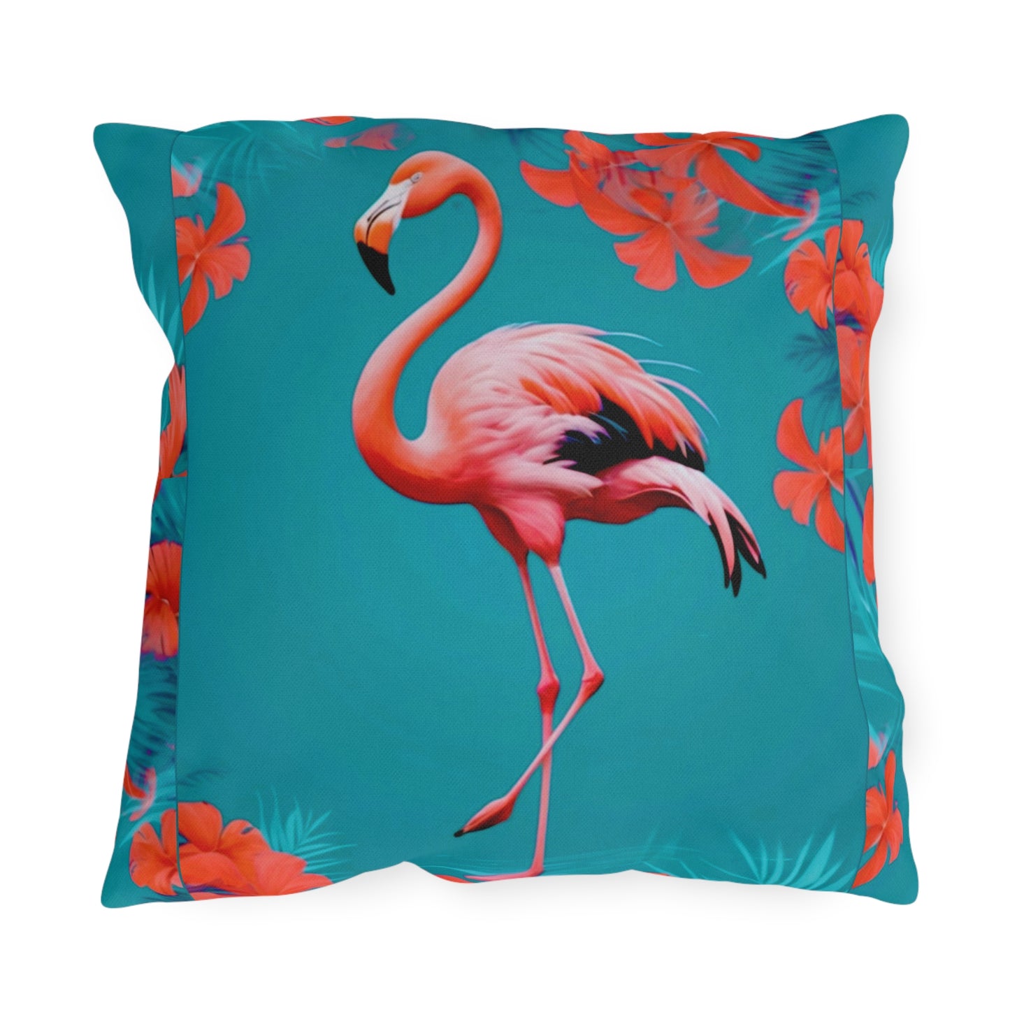 Vibrant Flamingo Outdoor Pillow, Tropical Decor, Patio Cushion, Summer Vibes, Floral Accent Pillow, Garden Decor