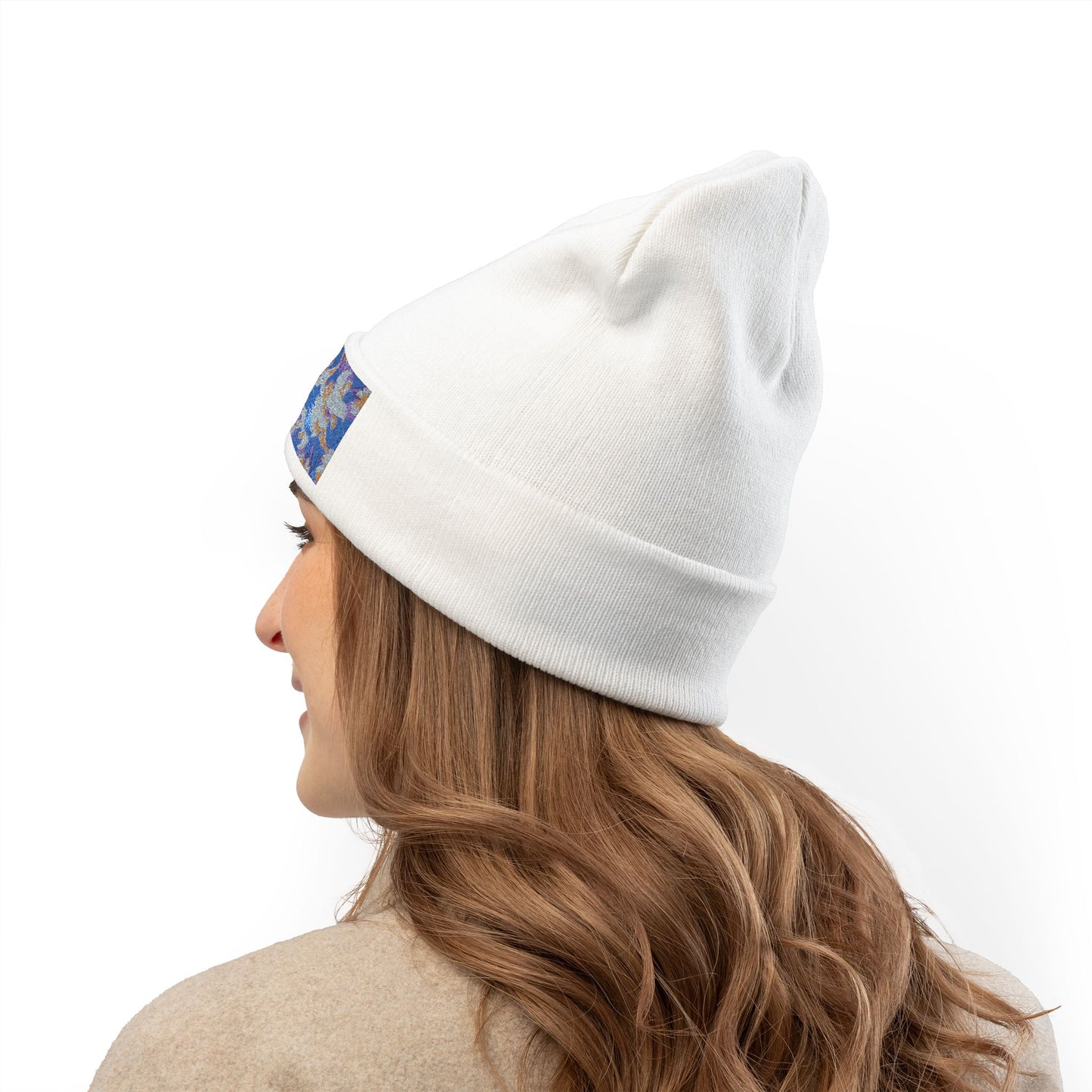 Embroidered Knit Beanie with Floral Design, Cozy Winter Accessory, Fashionable Gift for Her, Unique Style for Any Occasion, Winter Hat