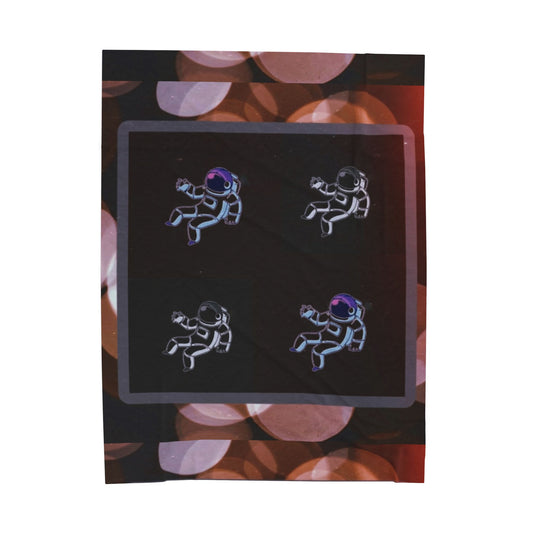 Astronaut Orbit Chasers Themed Velveteen Plush Blanket | Cozy Space Decor, Gift for Astronaut Lovers, Soft Throw for All Occasions