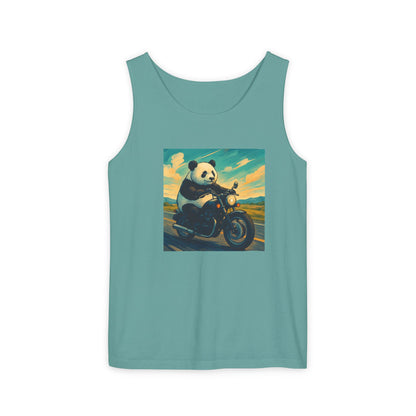Panda Motorcycle  Tank Top, Summer Style, Gift for Animal Lovers, Trendy Casual Wear, Beach Days, Eco-Friendly Fashion