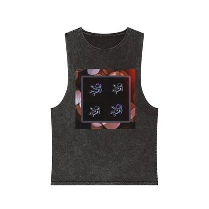 Stonewash Tank Top with Space Exploration Design