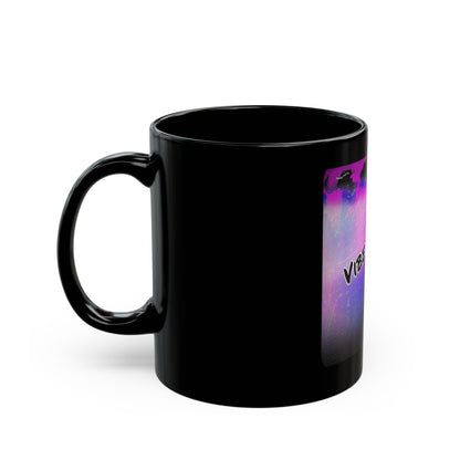 Vibrant Vibe Coffee Mug | Black Mug, Gift for Her, Coffee Lover, Artistic Mug, Home Decor, Unique Present, Summer Vibes