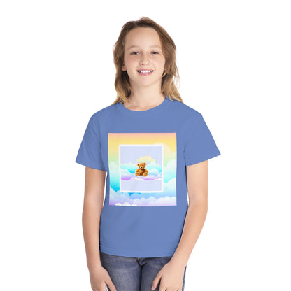 Cute Teddy Bear Youth Midweight Tee, Kids T-Shirt, Summer Style, Birthday Gift, Graphic Tee, Fun Casual Wear, Cloud Design