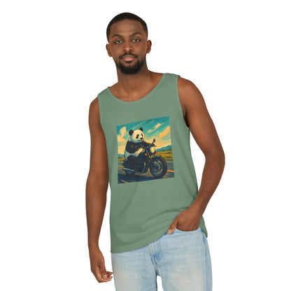 Panda Motorcycle  Tank Top, Summer Style, Gift for Animal Lovers, Trendy Casual Wear, Beach Days, Eco-Friendly Fashion