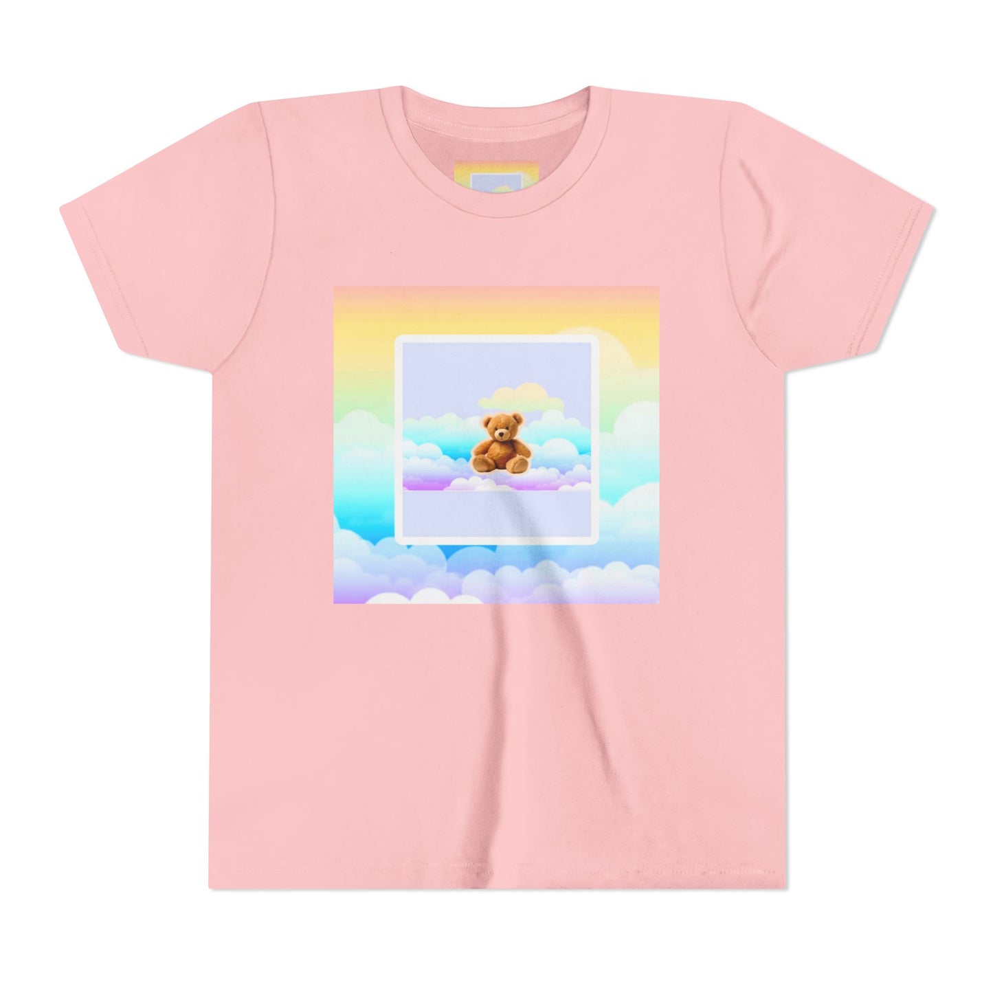 Cute Cloud Teddy Bear Youth Tee, Kids Summer Shirt, Pastel Graphic Tee, Birthday Gift, Adorable Kids Apparel, Soft Cotton
