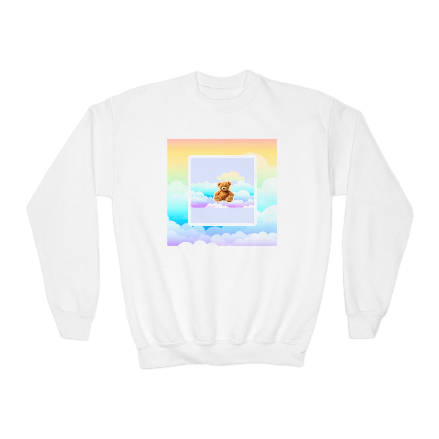 Youth Crewneck Sweatshirt - Cute Teddy Bear on Cloud Design, Cozy Pullover for Kids, Perfect Gift for Birthdays & Holidays, Casual Wear