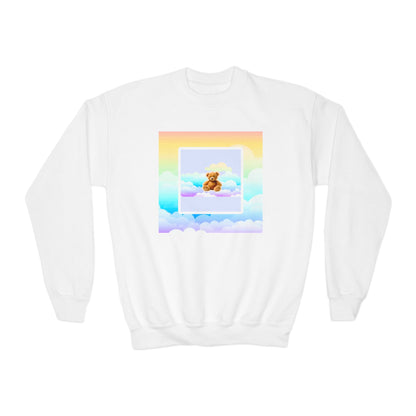 Youth Crewneck Sweatshirt - Cute Teddy Bear on Cloud Design, Cozy Pullover for Kids, Perfect Gift for Birthdays & Holidays, Casual Wear