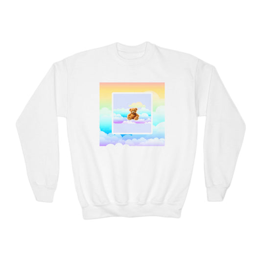 Youth Crewneck Sweatshirt - Cute Teddy Bear on Cloud Design, Cozy Pullover for Kids, Perfect Gift for Birthdays & Holidays, Casual Wear