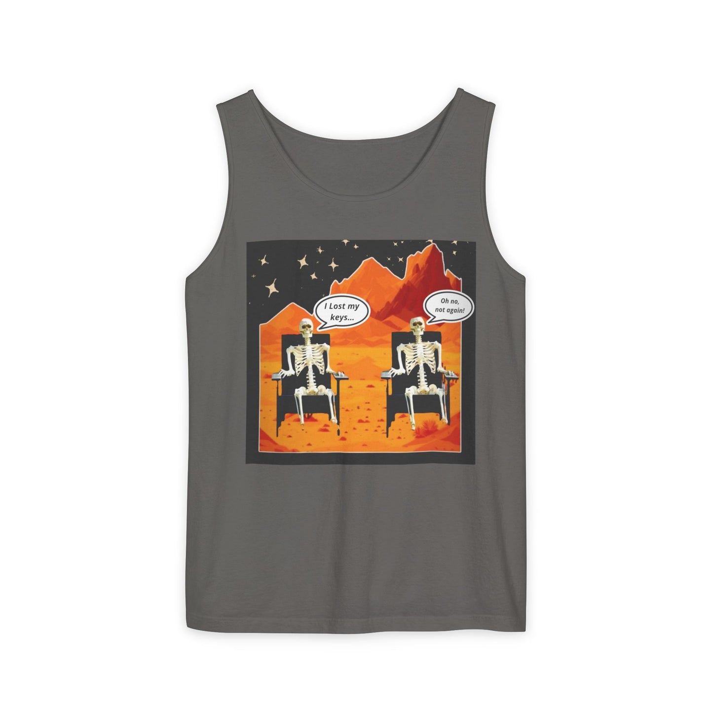 Chillin' Skeletons Tank Top - Fun Summer Vibes, Unisex Relaxed Fit, Perfect for Beach Days, Halloween Parties, and Everyday Wear