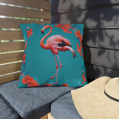 Vibrant Flamingo Outdoor Pillow, Tropical Decor, Patio Cushion, Summer Vibes, Floral Accent Pillow, Garden Decor