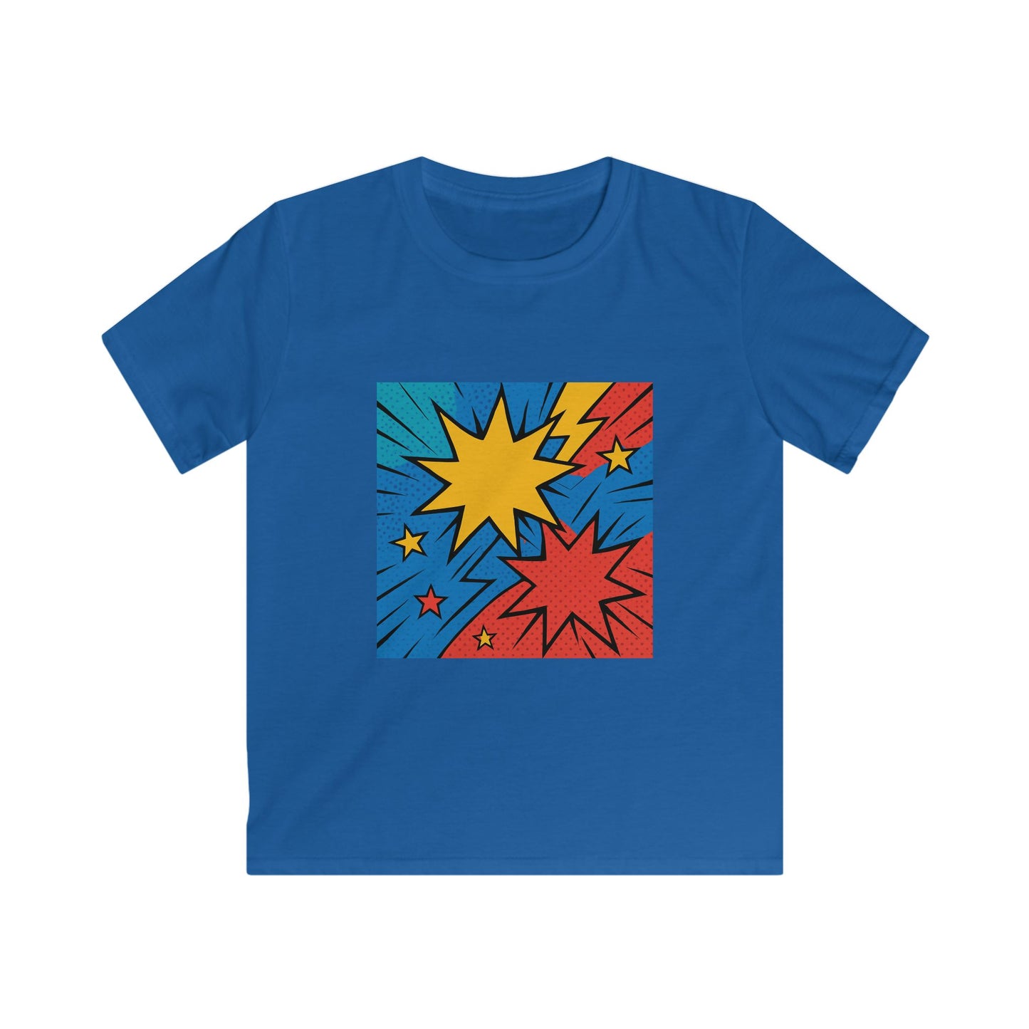 Kids Graphic Tee with Colorful Comic Explosion Design, Playful Kids Shirt, Fun Summer Wear, Birthday Gift, Vibrant Gift for Kids