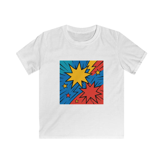 Kids Graphic Tee with Colorful Comic Explosion Design, Playful Kids Shirt, Fun Summer Wear, Birthday Gift, Vibrant Gift for Kids