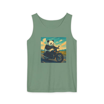 Panda Motorcycle  Tank Top, Summer Style, Gift for Animal Lovers, Trendy Casual Wear, Beach Days, Eco-Friendly Fashion