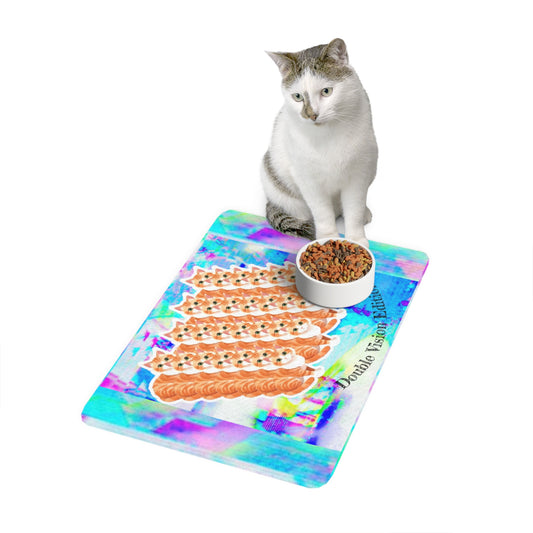 Trendy Pet Food Mat - Double Vision Edition | Stylish Cat Feeding Mat | Unique Home Decor | Cat Lovers Gift | Colorful Pet Accessory
