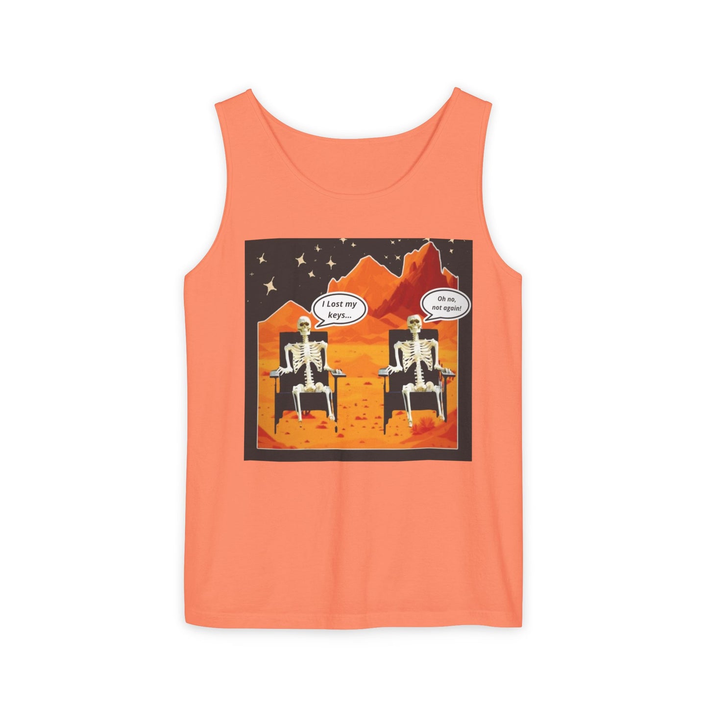 Chillin' Skeletons Tank Top - Fun Summer Vibes, Unisex Relaxed Fit, Perfect for Beach Days, Halloween Parties, and Everyday Wear
