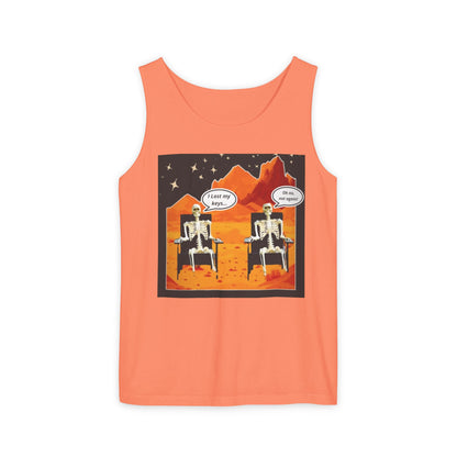 Chillin' Skeletons Tank Top - Fun Summer Vibes, Unisex Relaxed Fit, Perfect for Beach Days, Halloween Parties, and Everyday Wear
