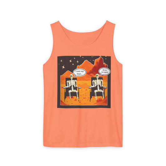 Chillin' Skeletons Tank Top - Fun Summer Vibes, Unisex Relaxed Fit, Perfect for Beach Days, Halloween Parties, and Everyday Wear